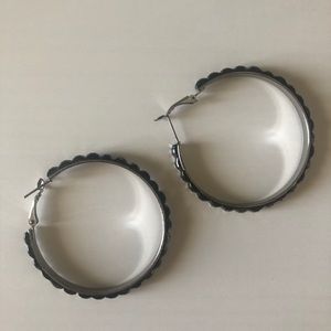 Black rhinestone hoop earrings